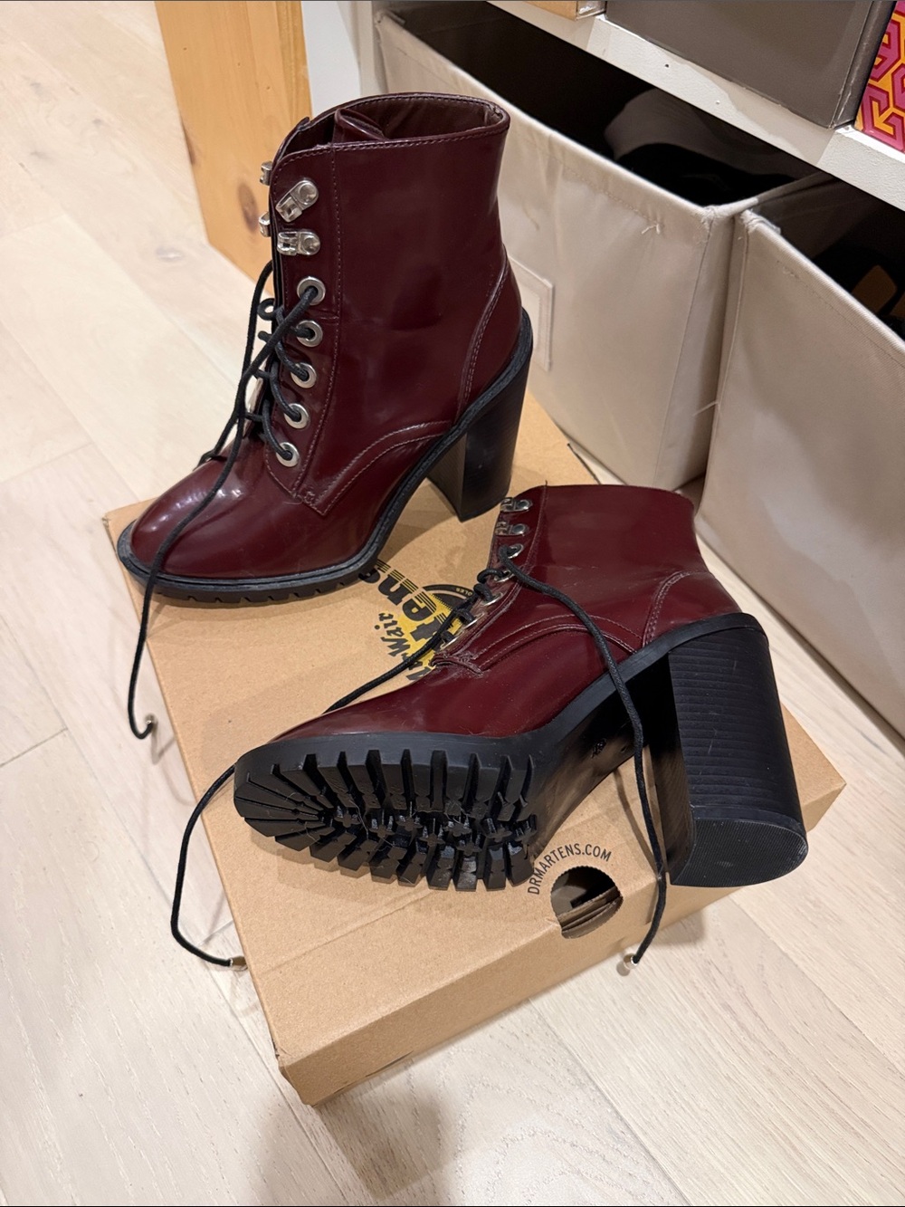 Women's Oxblood Lace-Up Heeled Boots